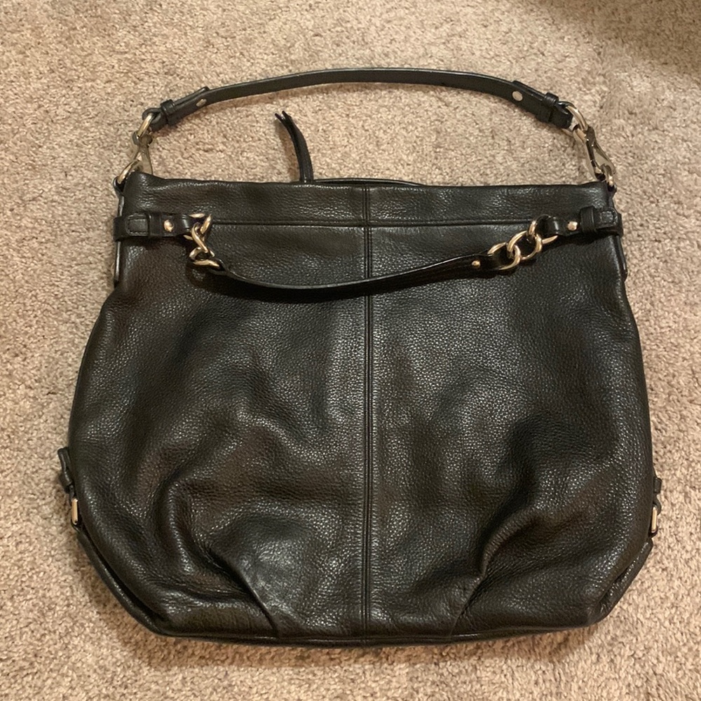 Coach Black Pebbled Brooke Leather Hobo Shoulder Bag